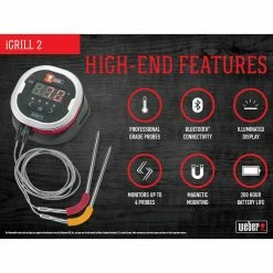 Budget 👍 Weber Grill Replacement Parts iGrill Round Bluetooth Compatibility Grill Thermometer 🌟 -Deals Grills & Outdoor Cooking Store 08052841