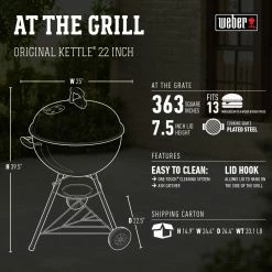 Wholesale ✨ Weber Grills Original Kettle 22-in W Black Kettle Charcoal Grill ⌛ -Deals Grills & Outdoor Cooking Store 10021348