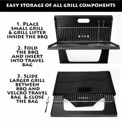 Budget ⌛ BBQ Croc Grills Portable Easy Grill 220-Sq-in Foldable Charcoal Barbecue Black 🤩 -Deals Grills & Outdoor Cooking Store 41413196