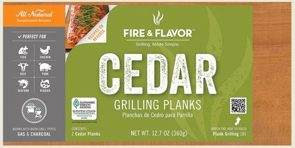 Promo ⭐ Fire & Flavor Grilling Tools & Accessories 2-Pack 11-in x 5.5-in Cedar Wood Grilling Planks ❤️ 2 Promo ⭐ Fire & Flavor Grilling Tools & Accessories 2-Pack 11-in x 5.5-in Cedar Wood Grilling Planks ❤️ - Image 2
