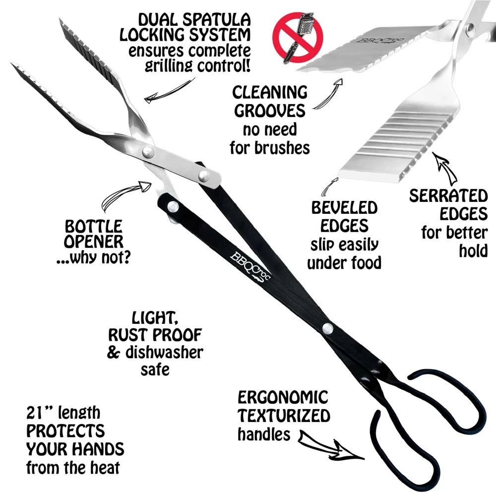 Coupon 🔥 BBQ Croc Grilling Tools & Accessories 3 in 1 barbecue tool, 21 in. Black Aluminum Scissor-style Tongs ❤️ 5 Coupon 🔥 BBQ Croc Grilling Tools & Accessories 3 in 1 barbecue tool, 21 in. Black Aluminum Scissor-style Tongs ❤️ - Image 5