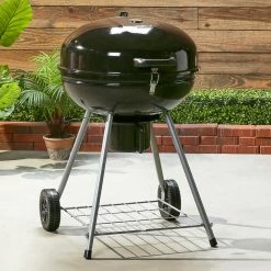 New 😀 Mr. Bar-B-Q Grills Stand Up Charcoal Grill 22.17-in W Black/Porcelain Kettle Charcoal Grill 👏 -Deals Grills & Outdoor Cooking Store 44018138