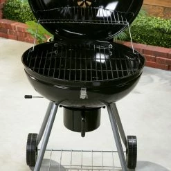 New 😀 Mr. Bar-B-Q Grills Stand Up Charcoal Grill 22.17-in W Black/Porcelain Kettle Charcoal Grill 👏 -Deals Grills & Outdoor Cooking Store 44018144