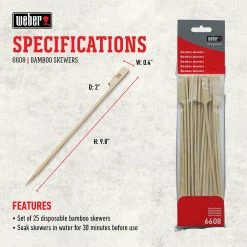 Flash Sale ✔️ Weber Grilling Tools & Accessories 25-Pack Bamboo Skewer 👍 -Deals Grills & Outdoor Cooking Store 44419327