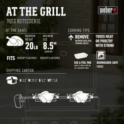 Flash Sale 👏 Weber Grilling Tools & Accessories 55.7-in Stainless Steel Grill Rotisserie ✨ -Deals Grills & Outdoor Cooking Store 44459211