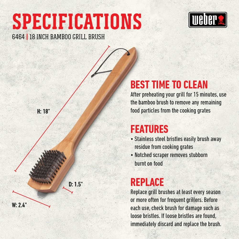 Cheapest ๐ Weber Grilling Tools & Accessories 18 in. Bamboo 18-in Grill Brush โจ 6 Cheapest ๐ Weber Grilling Tools & Accessories 18 in. Bamboo 18-in Grill Brush โจ - Image 6