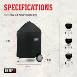 Wholesale 👏 Weber Grilling Tools & Accessories 25-in W x 35-in H Black Charcoal Grill Cover 🌟 -Deals Grills & Outdoor Cooking Store 44494366